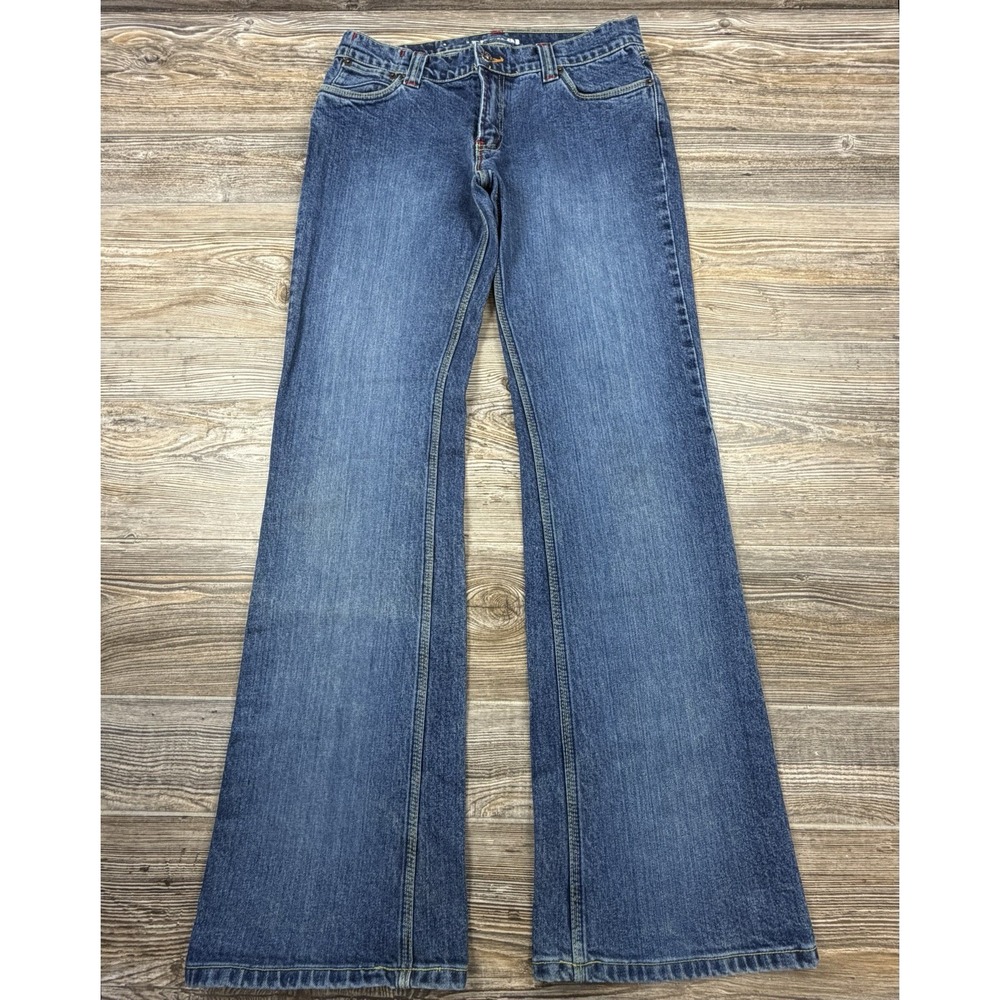 VTG Petrol Bombshell Jeans Straight Leg Cotton Stretch 29/32 FITS 30x32